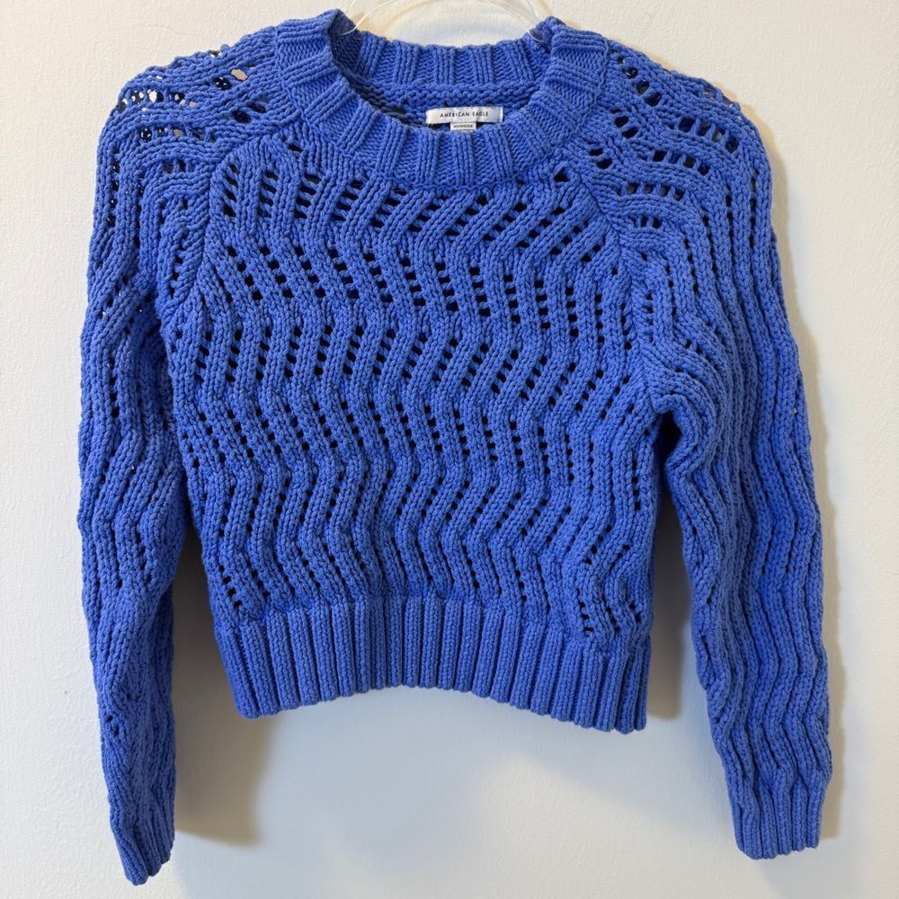 American Eagle Blue Open Knit Sweater Women’s XS